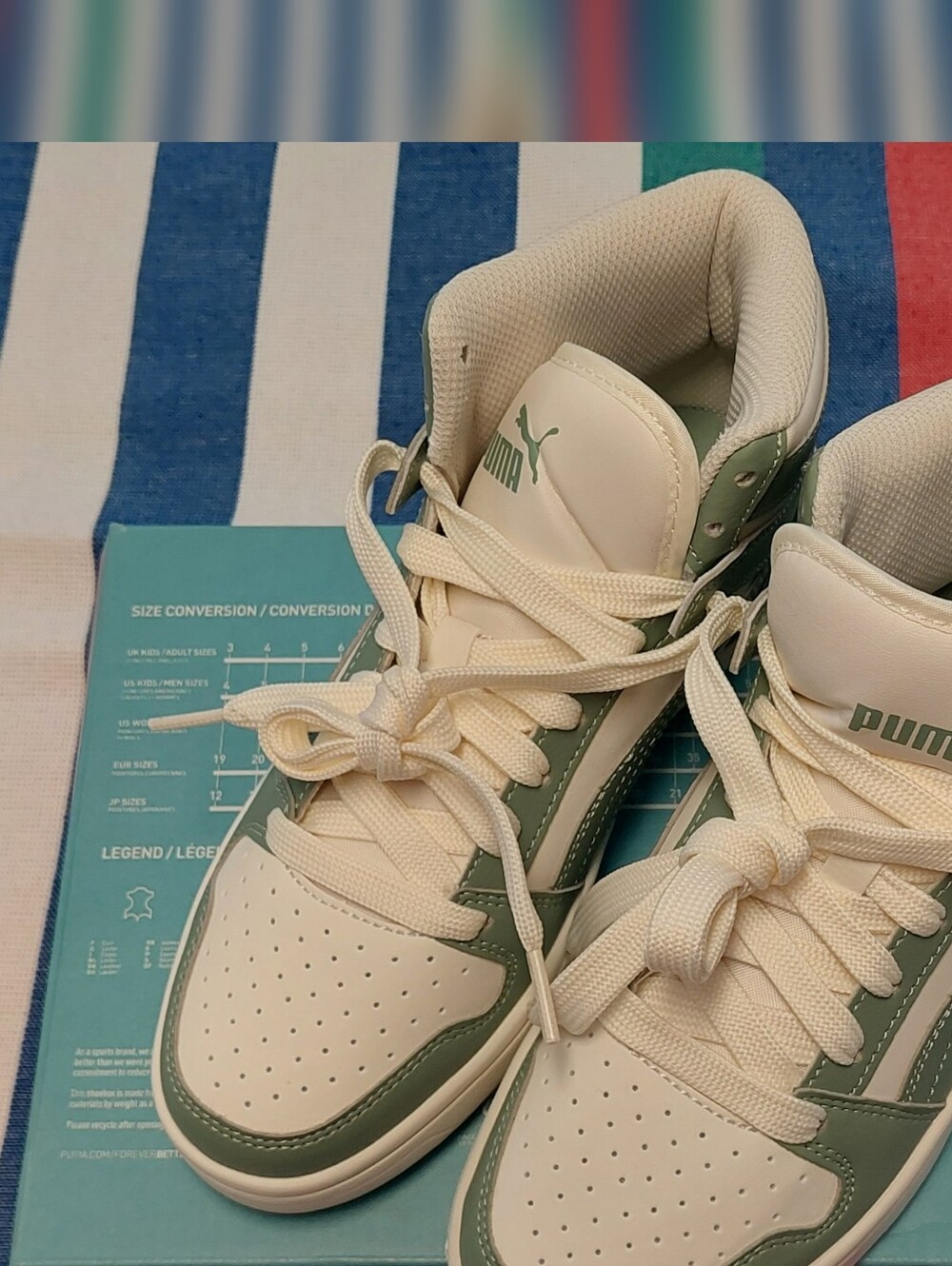 Puma Cream & Sage Low-Top Sneakers